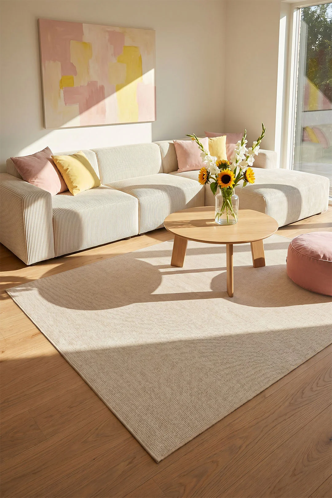 Jute-Haptik Mono Creme Teppich - Image 28